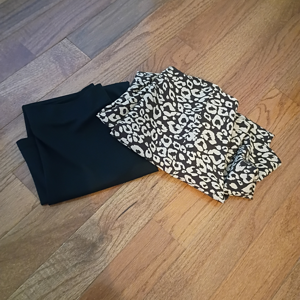 SHEIN Black and Leopard Print Skirts